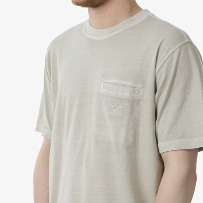 Adidas Originals Essentials+ Dye Pocket T-Shirt, Putty Grey, Detail Shot 2