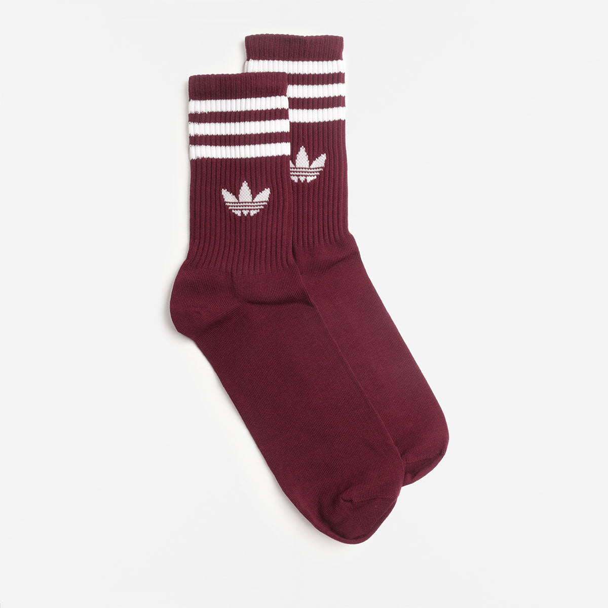 Adidas Originals 3 Stripes Crew Socks 3 Pairs, Maroon Aurora Ivy Cardboard, Detail Shot 3
