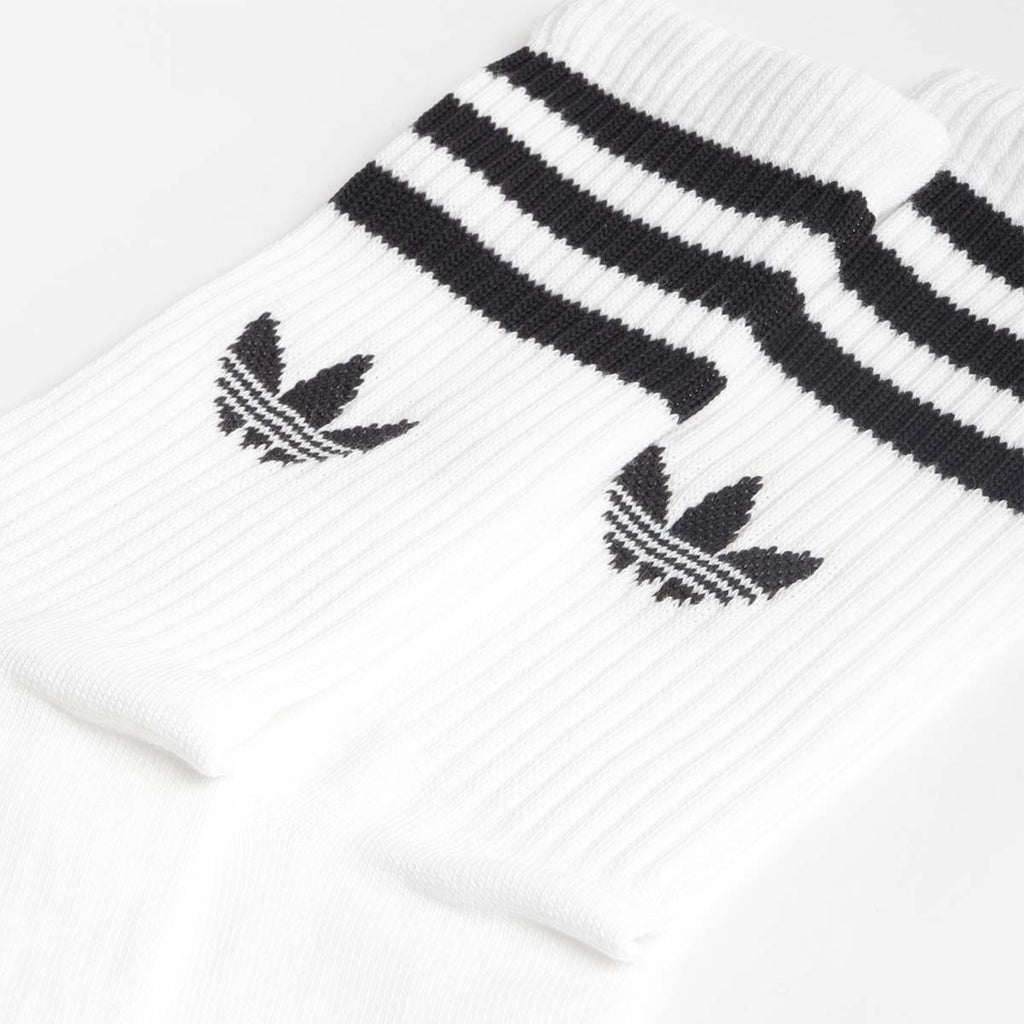 Adidas Originals 3-Stripes Crew Socks 3 Pairs, White White White, Detail Shot 4