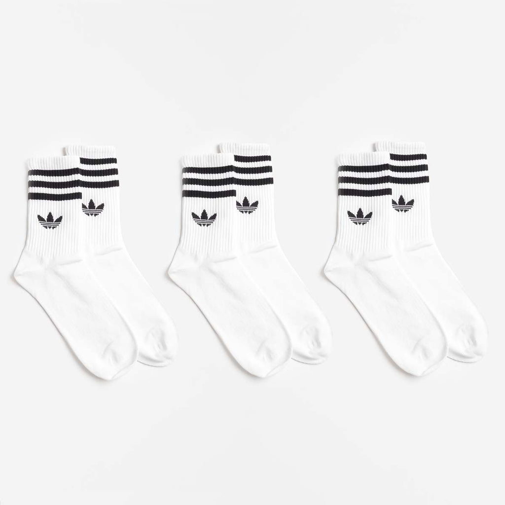 Adidas Originals 3-Stripes Crew Socks 3 Pairs, White White White, Detail Shot 2