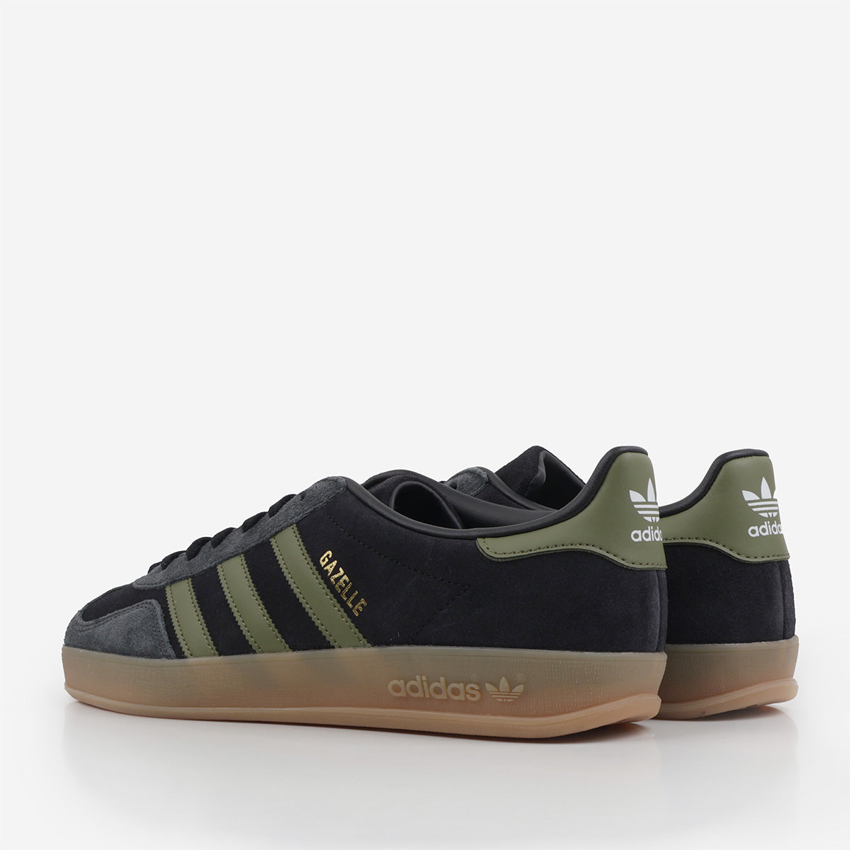 Adidas Originals Gazelle Indoor Shoes, Core Black Focus Olive Carbon, Detail Shot 4