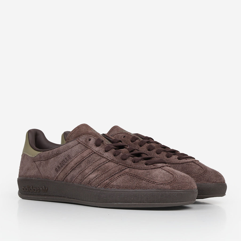Adidas Originals Gazelle Indoor Shoes, Dark Brown Dark Brown  Orbit Green, Detail Shot 3