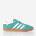 Adidas Originals Gazelle Indoor Shoes, Pure Teal Off White Gold Metallic, Detail Shot 1
