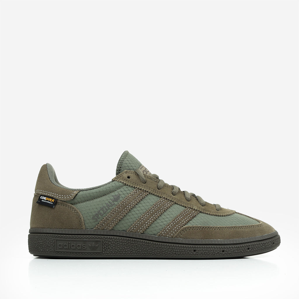 Adidas Originals Handball Spezial Shoes in Olive, side profile