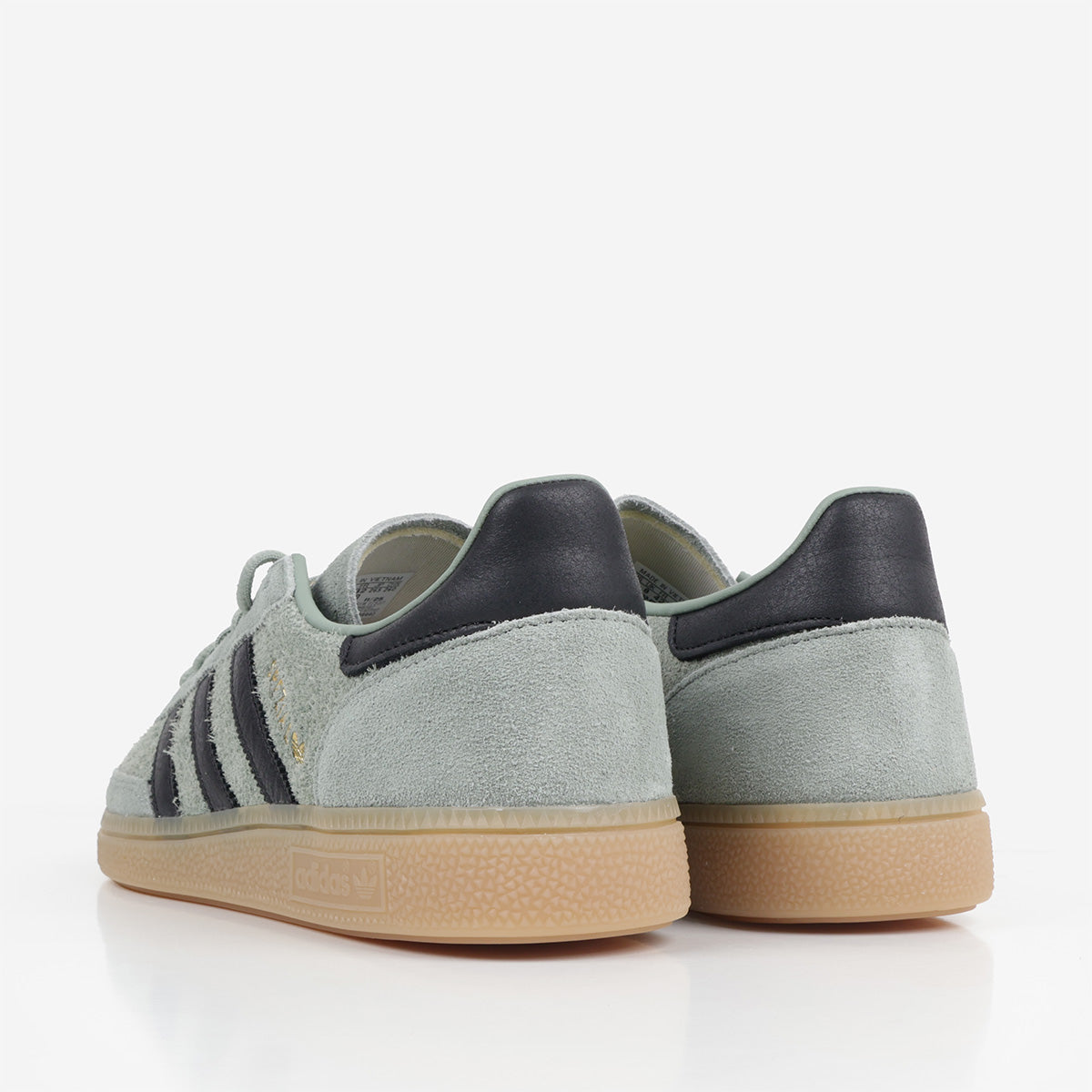 Adidas Originals Handball Spezial Shoes, Silver Green Core Black Gum 4, Detail Shot 3