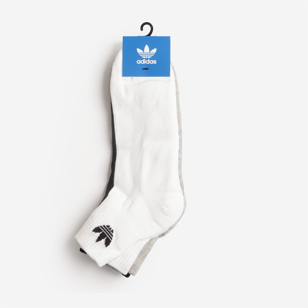 Adidas Originals Mid Crew Socks 3 Pairs, White Medium Grey Heather Black, Detail Shot 2