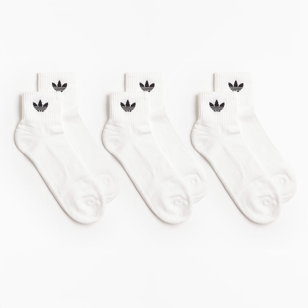 Adidas Originals Mid Crew Socks 3 Pairs, White White Black, Detail Shot 1