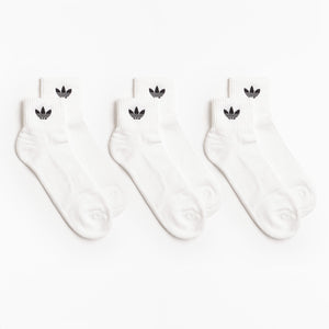 Lot de 3 paires de chaussettes mi-mollet Adidas Originals - Blanc/Blanc/Noir