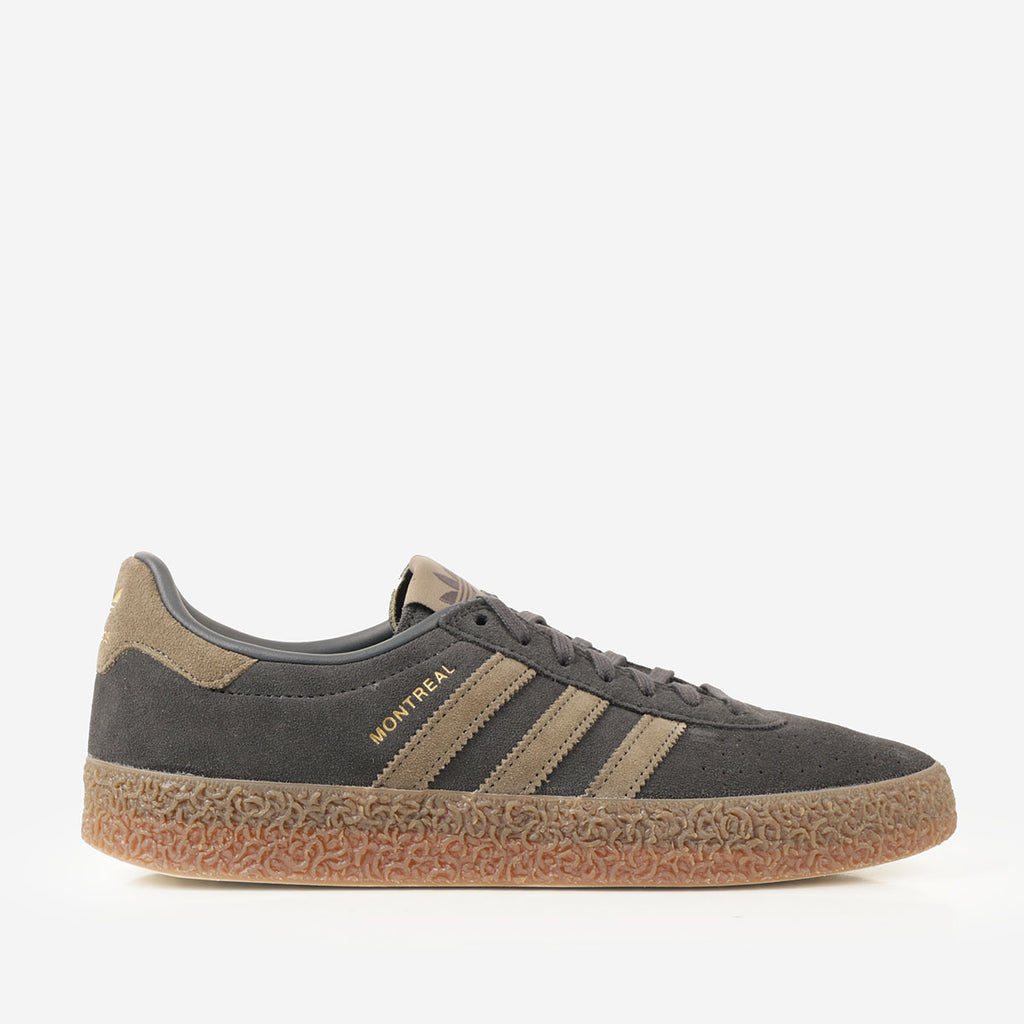 Adidas Originals Montreal RM Shoes, Carbon Olive Strata Gum 5, Detail Shot 1
