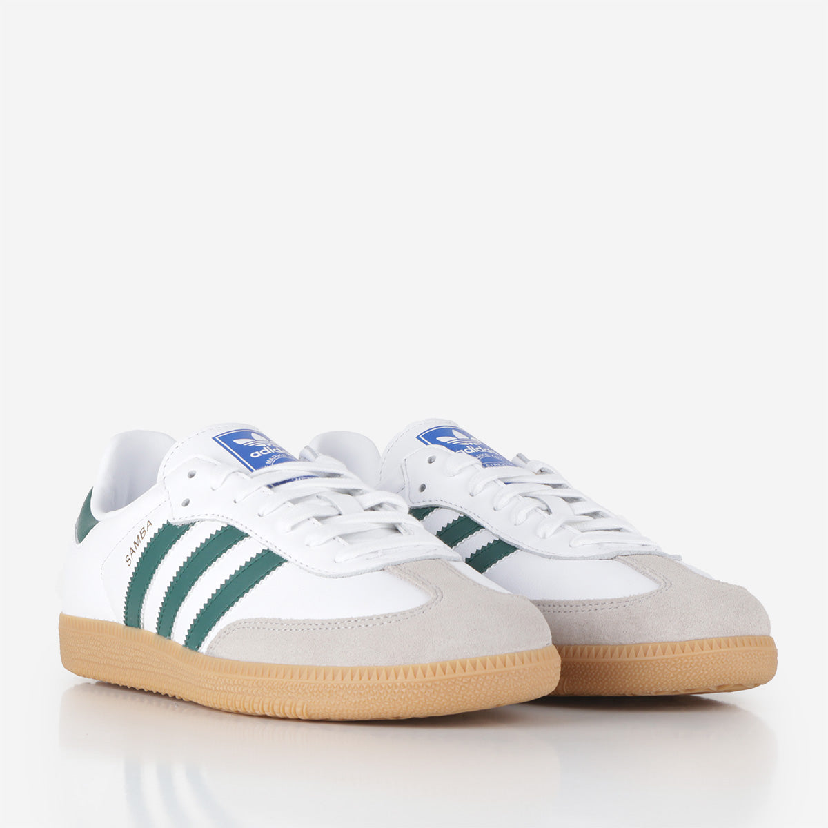 Adidas Originals Samba OG Shoes, Ftwr White Collegiate Green Gum 5, Detail Shot 2
