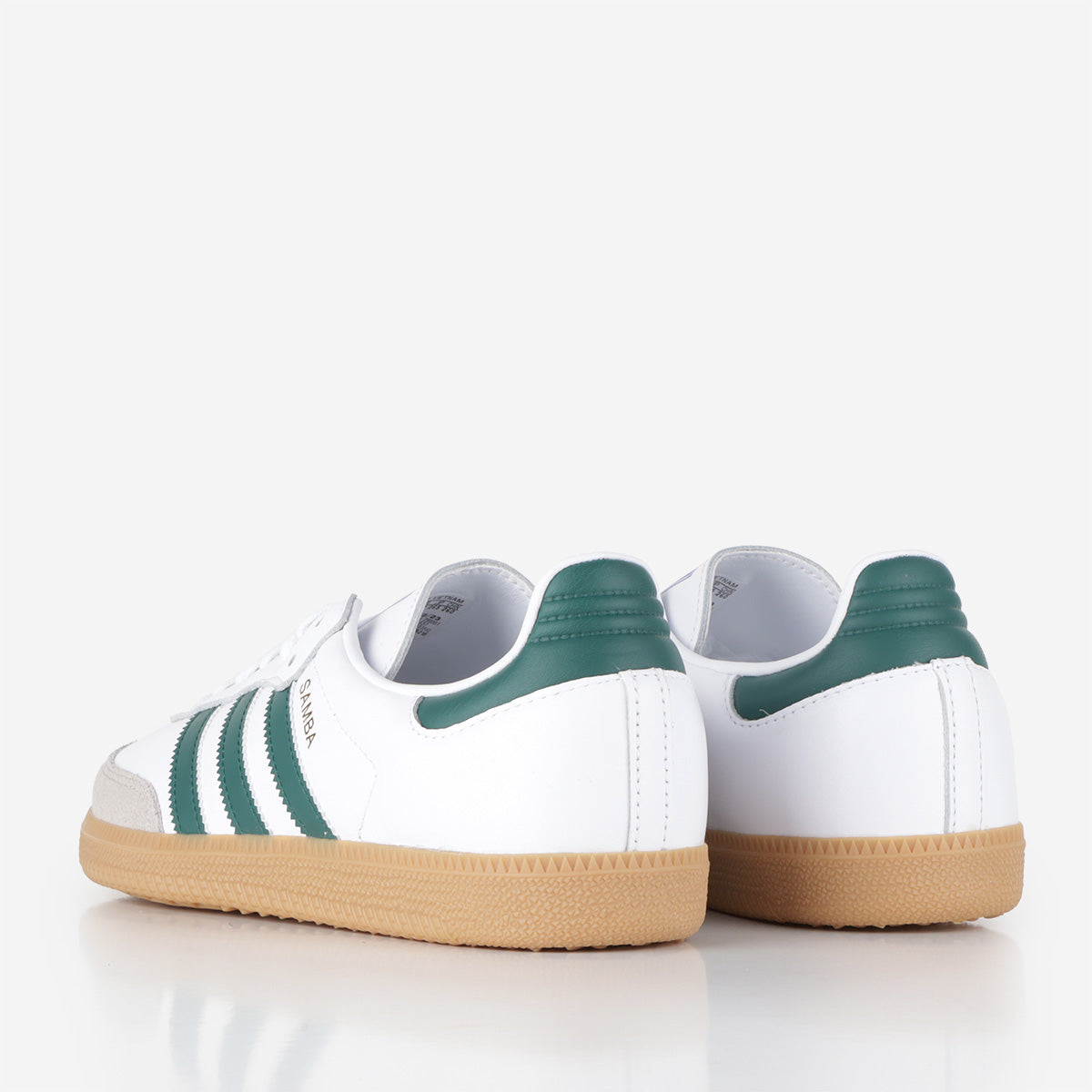 Adidas Originals Samba OG Shoes, Ftwr White Collegiate Green Gum 5, Detail Shot 3