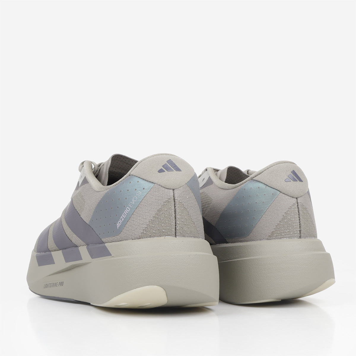 Adidas Adizero Evo SL Shoes, Silver Pebble Carbon Iron Metallic, Detail Shot 3