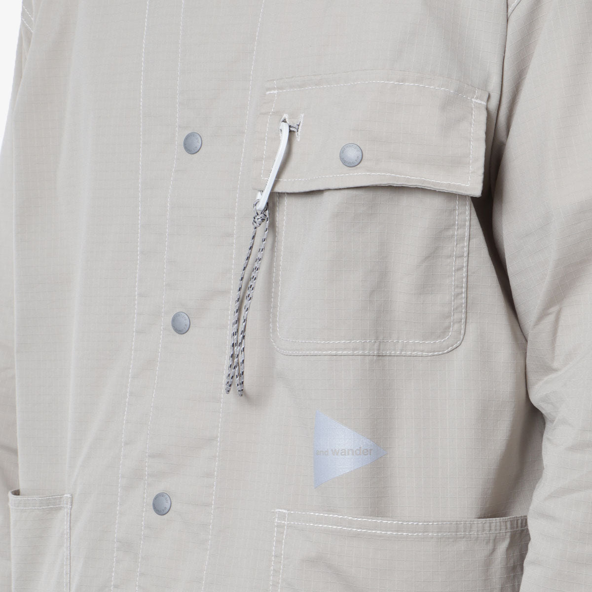 And Wander Dry Rip Shirt Jacket, Light Beige, Detail Shot 2