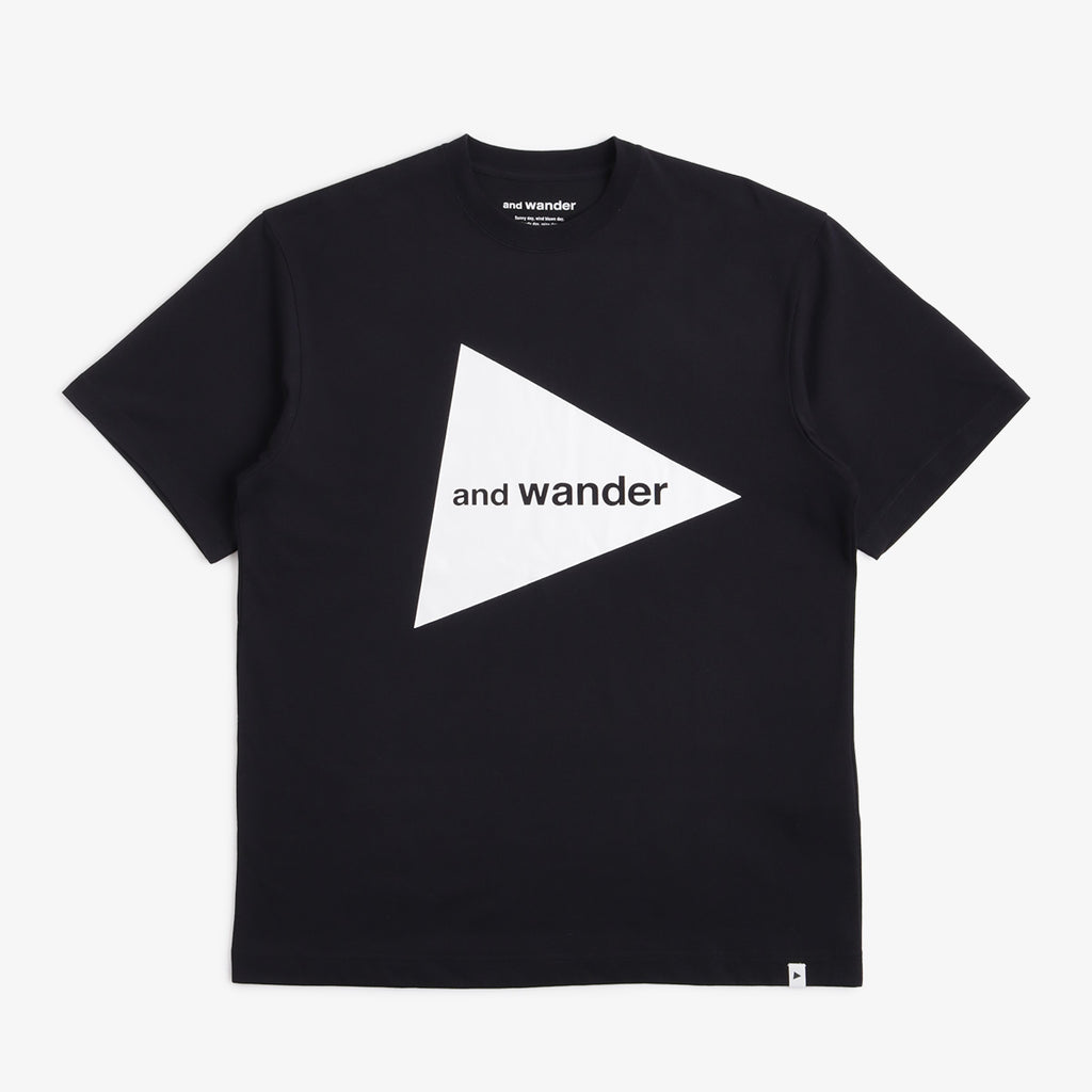 And Wander Big Logo T-Shirt, Black, Detail Shot 1