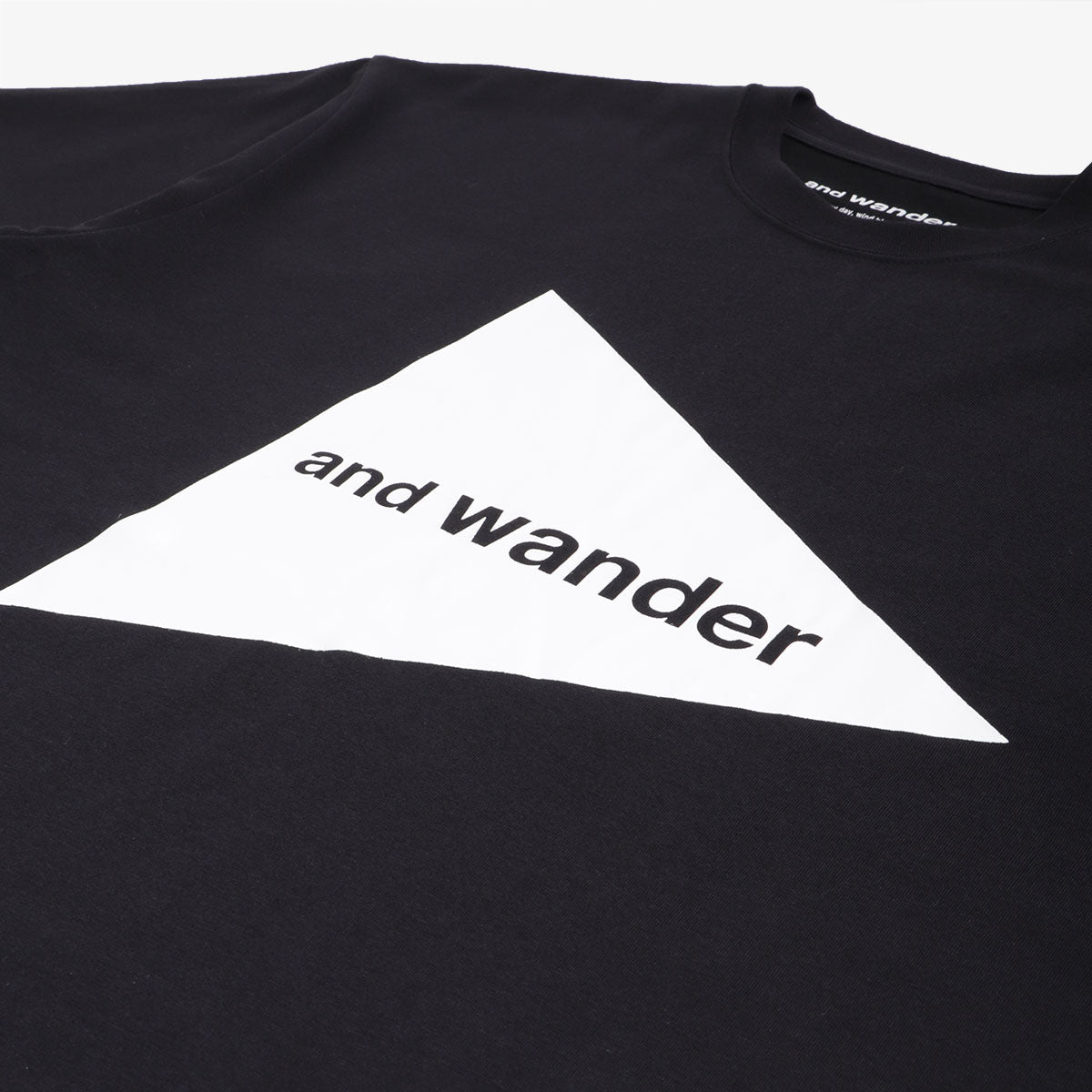 And Wander Big Logo T-Shirt, Black, Detail Shot 2