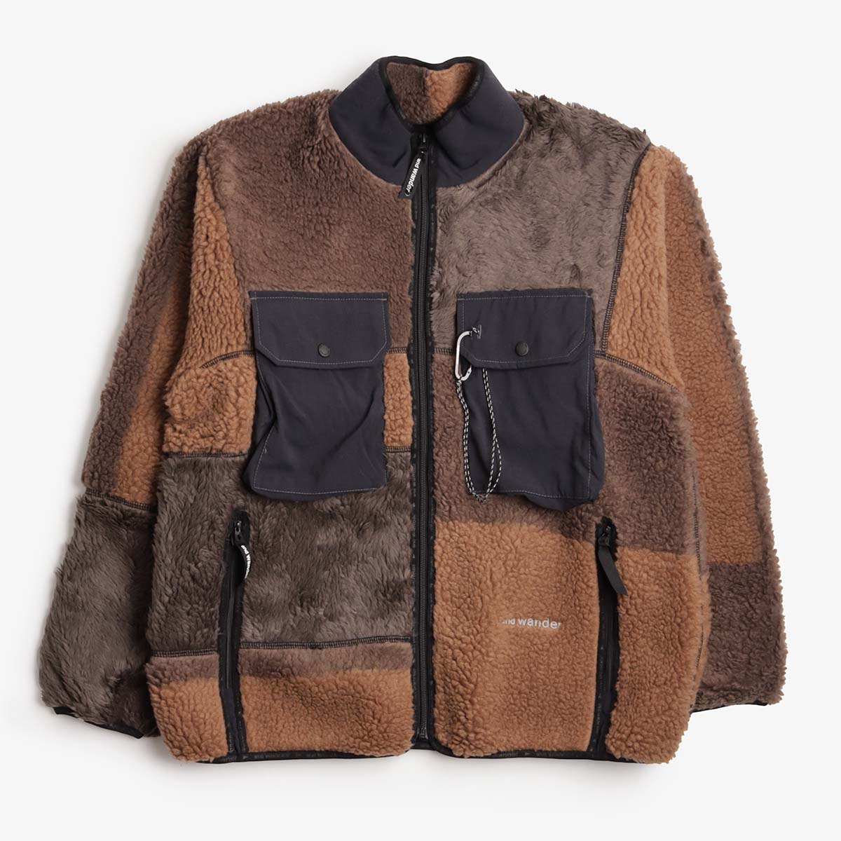 And Wander Mix Boa Jacket, Brown, Detail Shot 1