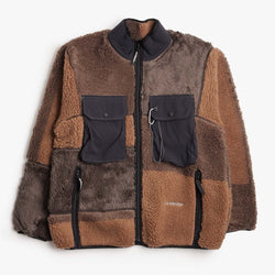 thumbnail And Wander Mix Boa Jacket, Brown, Detail Shot 1