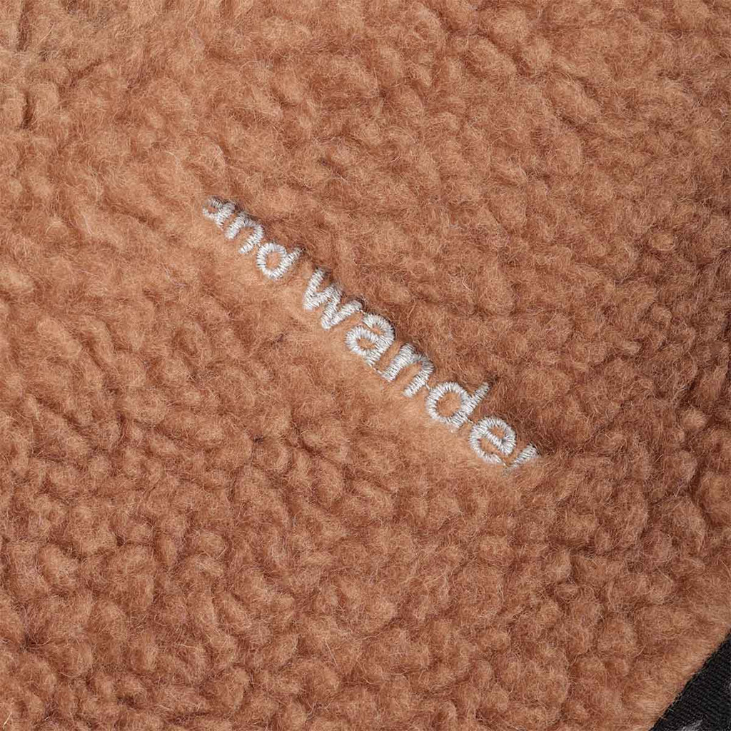 And Wander Mix Boa Jacket, Brown, Detail Shot 2