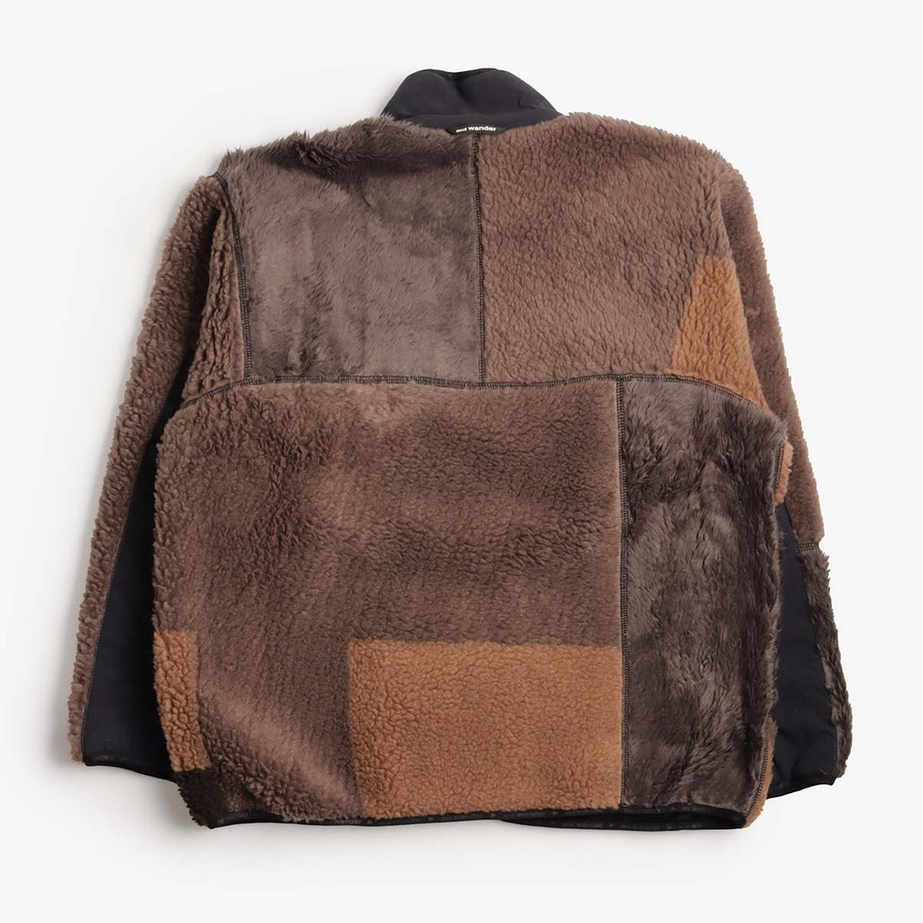 And Wander Mix Boa Jacket, Brown, Detail Shot 5