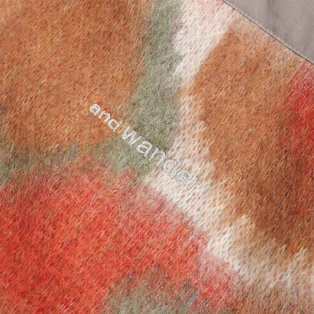 And Wander Shaggy Knit Mix Colour Cardigan, Brown Mix, Detail Shot 2