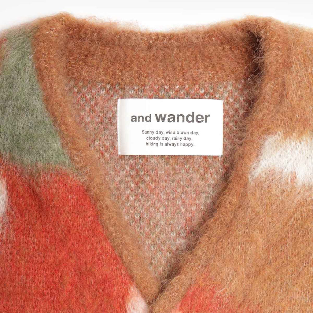 And Wander Shaggy Knit Mix Colour Cardigan, Brown Mix, Detail Shot 4