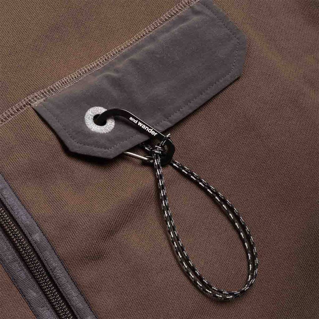 And Wander Sweat Cardigan, Khaki, Detail Shot 3