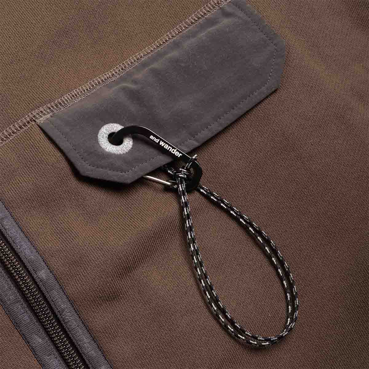 And Wander Sweat Cardigan, Khaki, Detail Shot 3