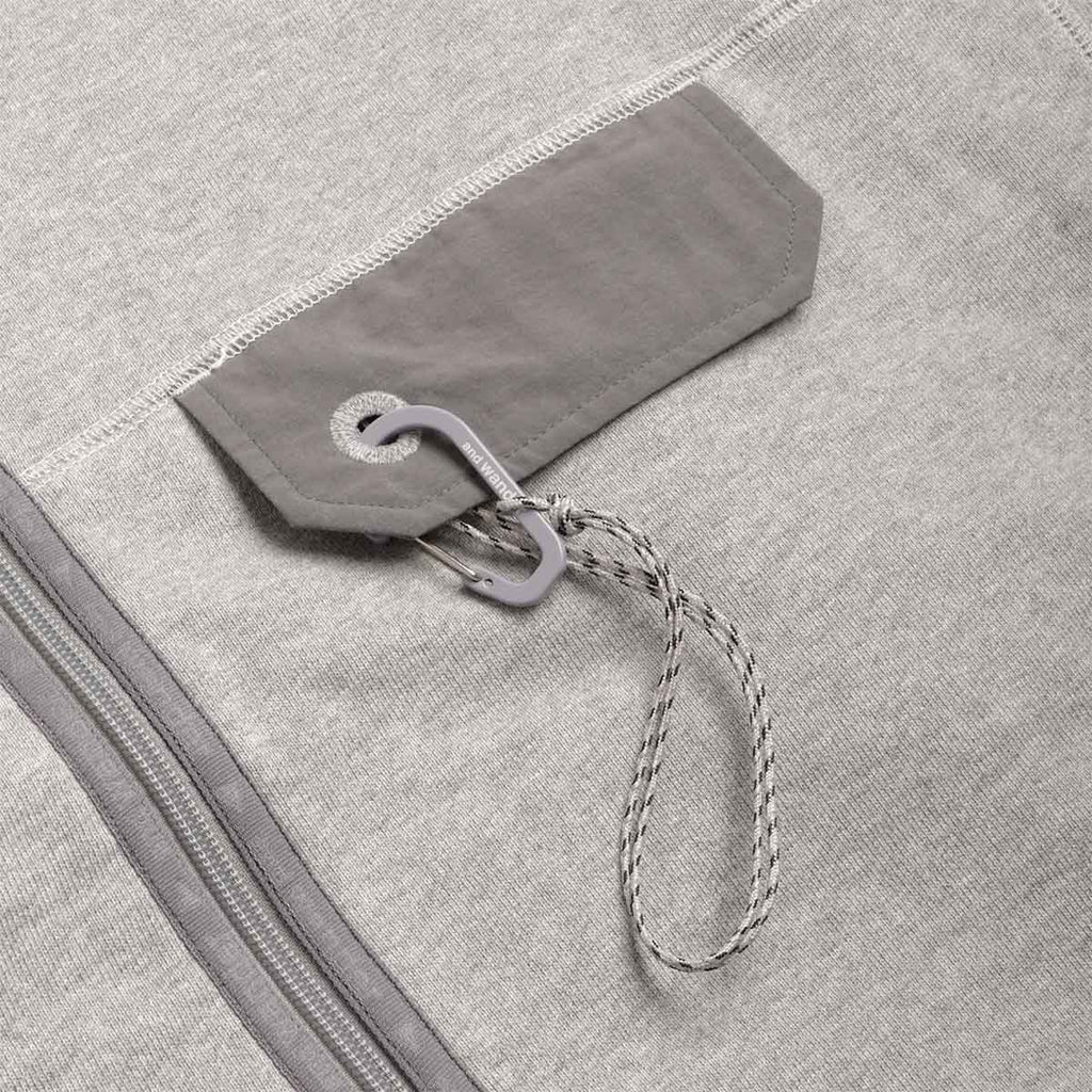 And Wander Sweat Cardigan, Grey, Detail Shot 3