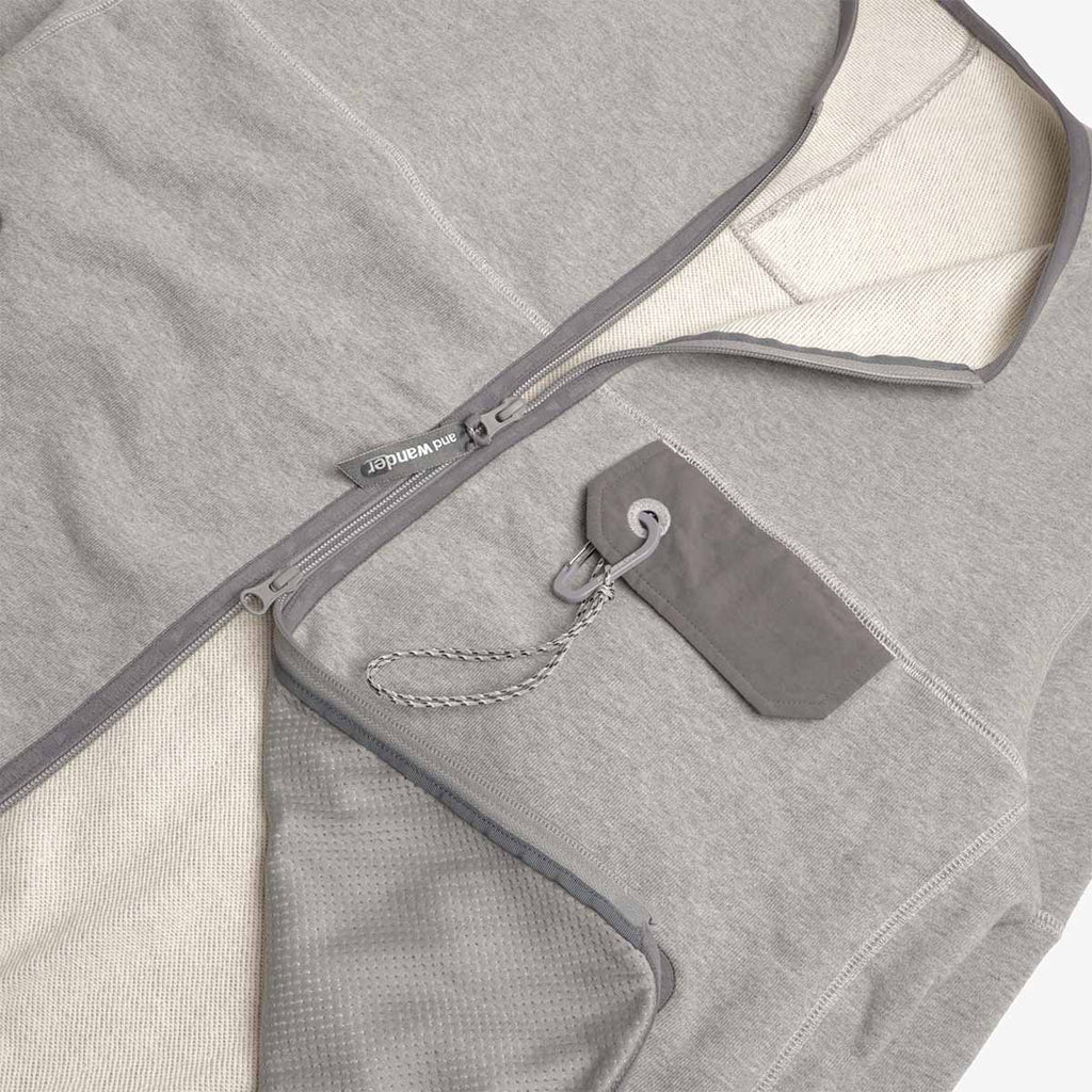 And Wander Sweat Cardigan, Grey, Detail Shot 4