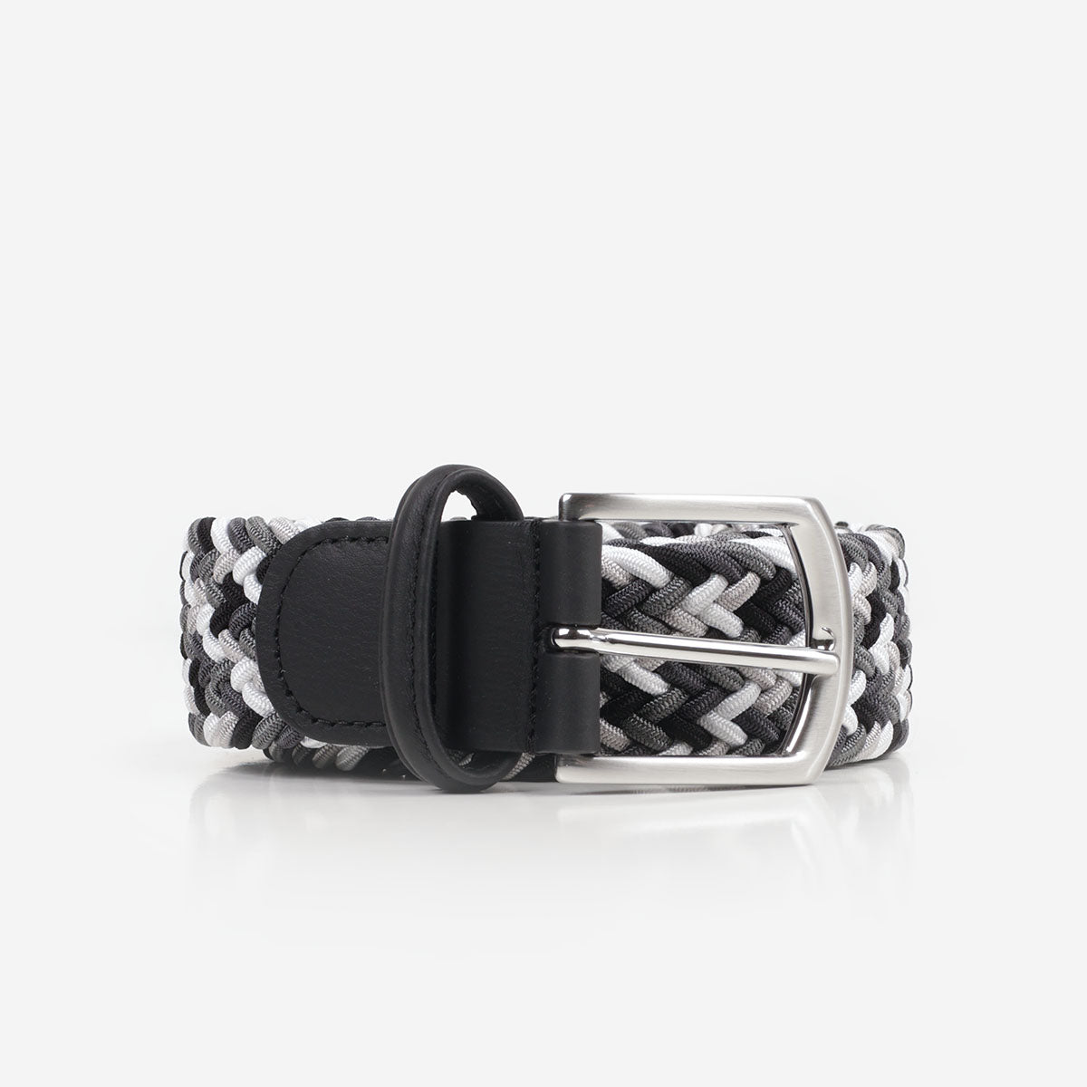 main Anderson's Classic Multi Colour Elastic Woven Belt, Black Grey, Detail Shot 1