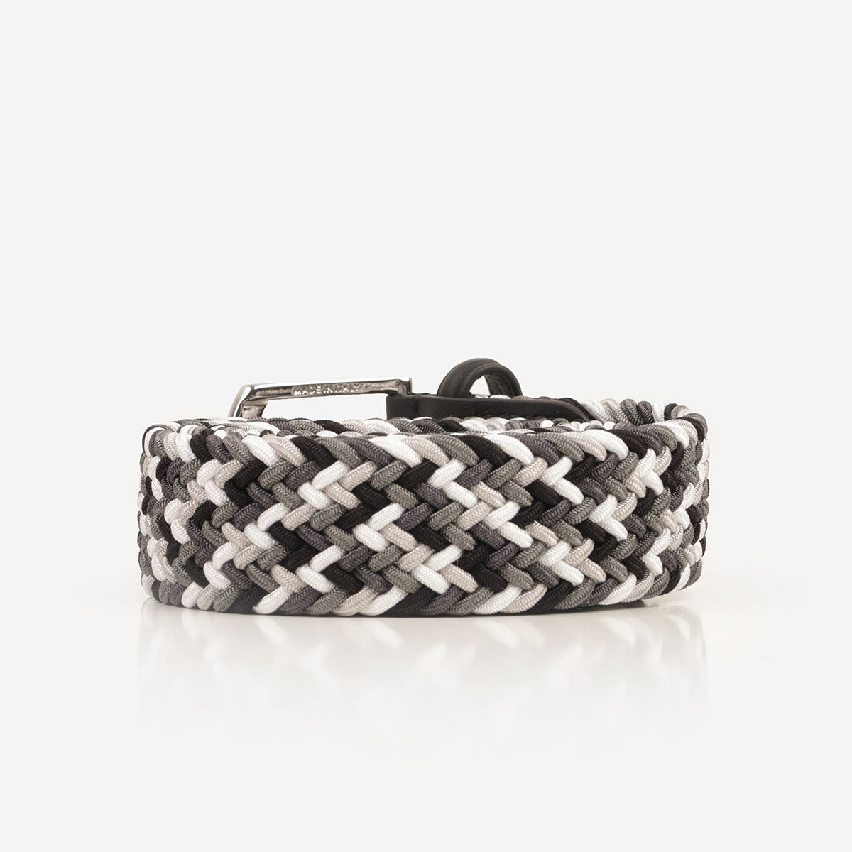 Anderson's Classic Multi Colour Elastic Woven Belt, Black Grey, Detail Shot 2