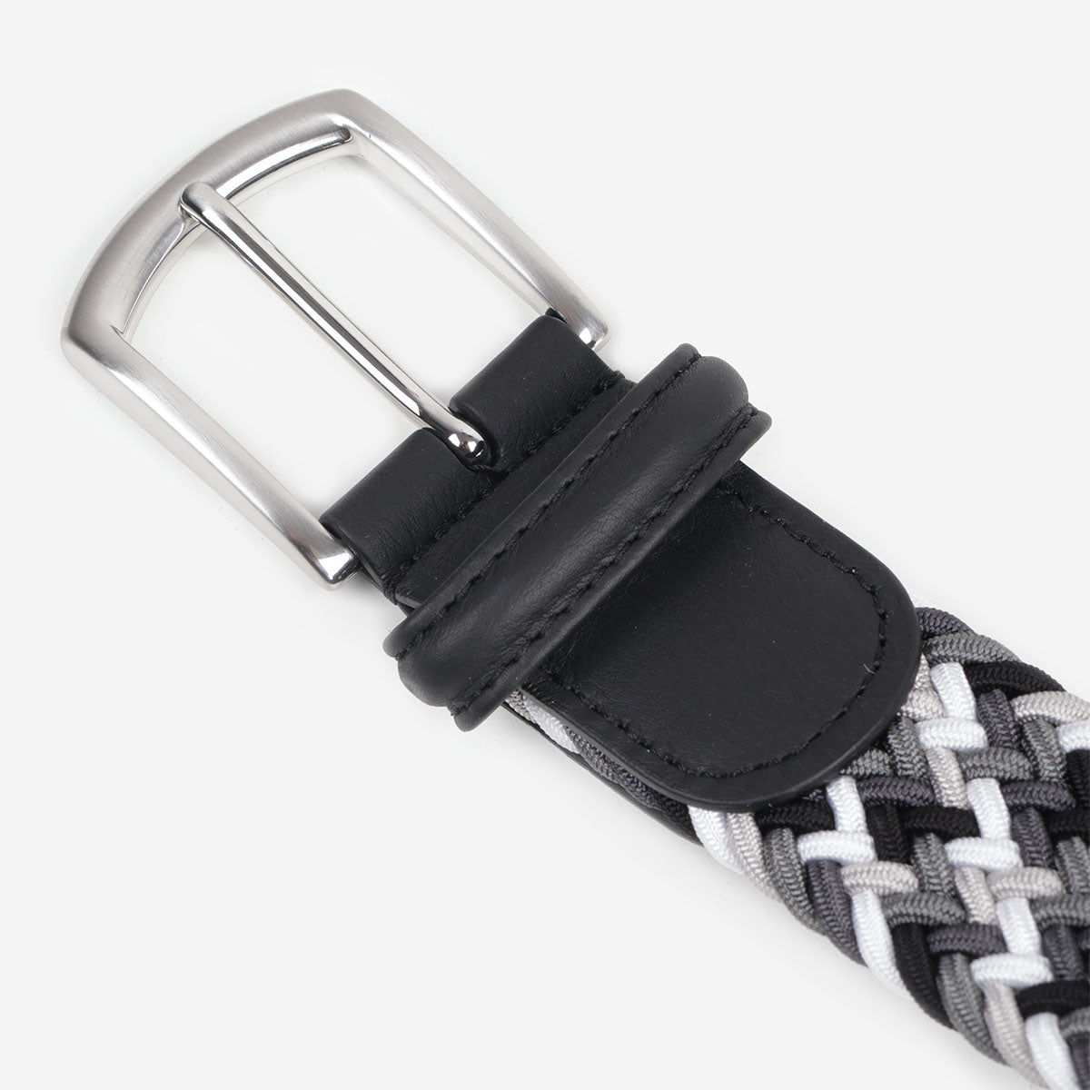 main Anderson's Classic Multi Colour Elastic Woven Belt, Black Grey, Detail Shot 4