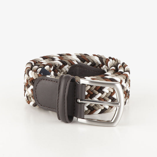 Anderson's Classic Woven Belt, White Brown, Detail Shot 1