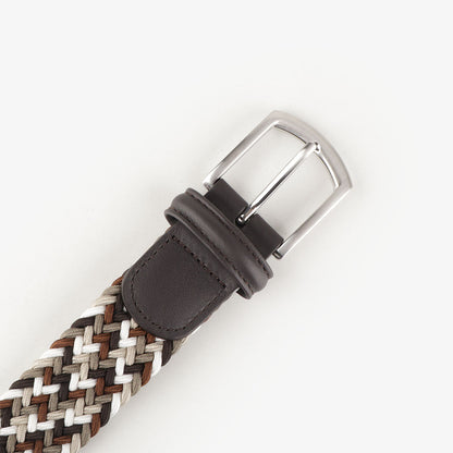 Anderson's Classic Woven Belt, White Brown, Detail Shot 2