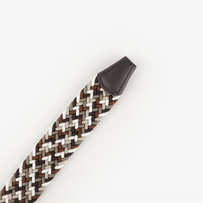 Anderson's Classic Woven Belt, White Brown, Detail Shot 3