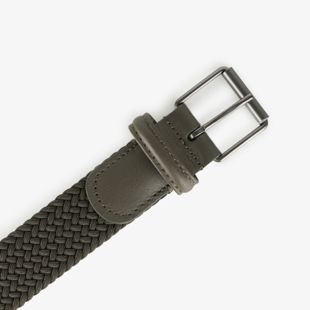 Anderson's Narrow Elastic Woven Belt, Military Green, Detail Shot 2