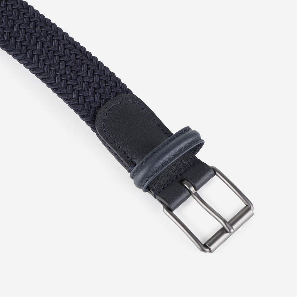 Anderson's Narrow Elastic Woven Belt, Navy, Detail Shot 2