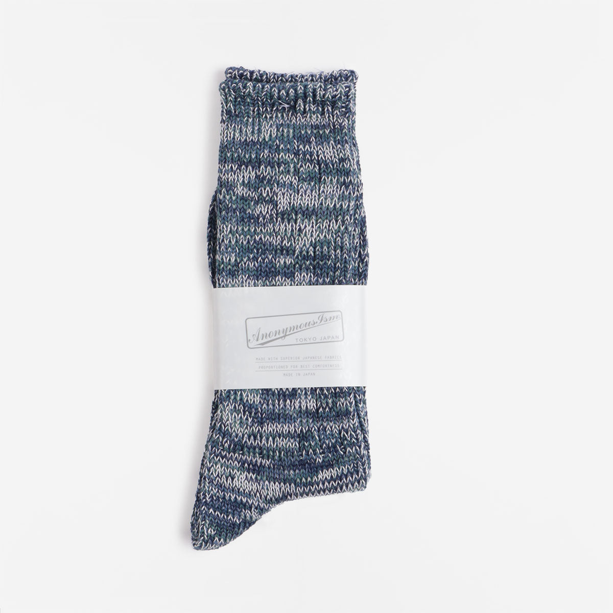 Anonymous Ism 5 Color Mix Crew Socks, Navy, Detail Shot 2