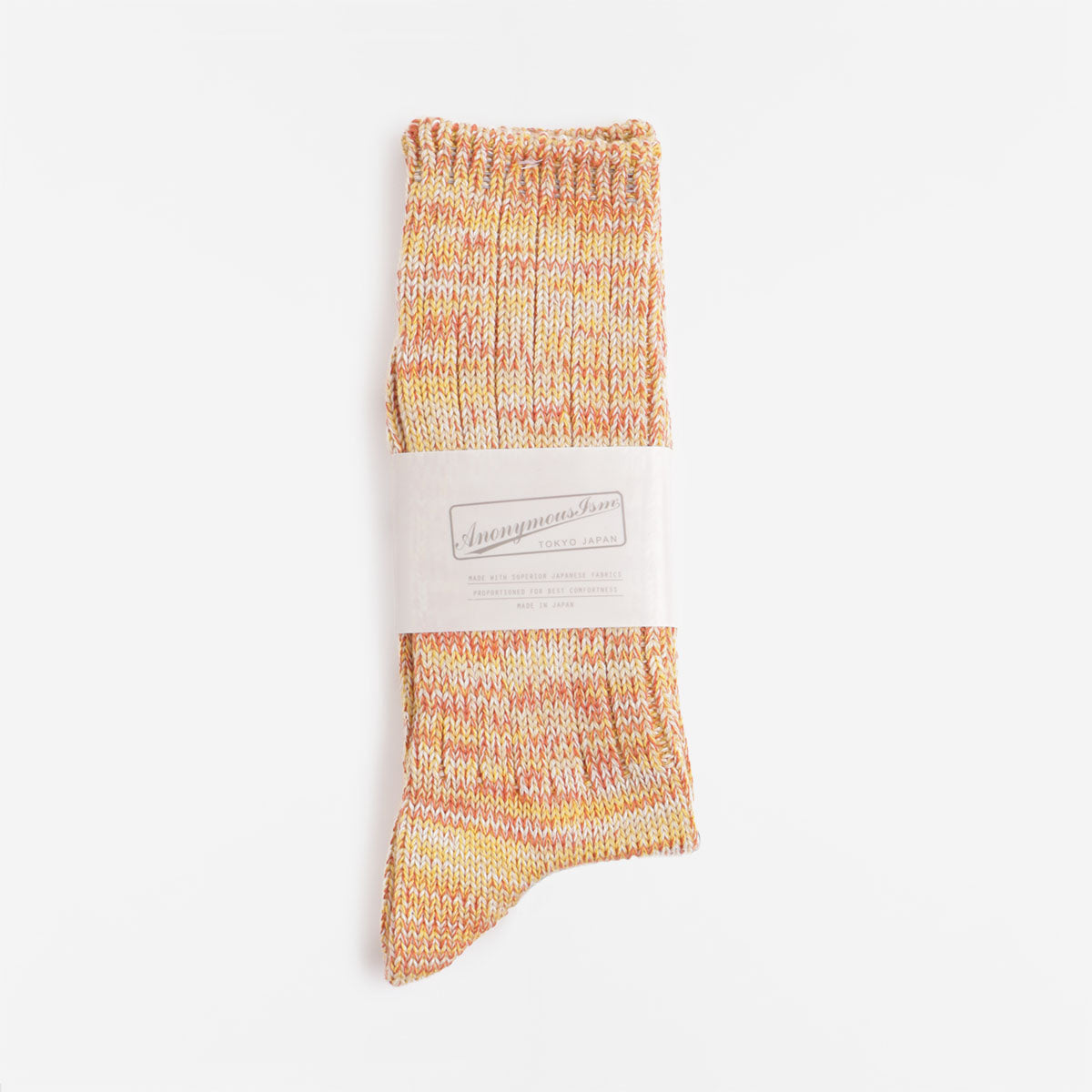 Anonymous Ism 5 Colour Mix Crew Socks, Yellow, Detail Shot 2