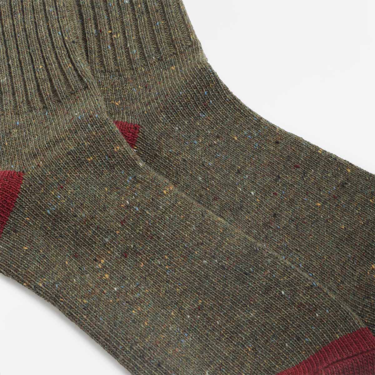 Anonymous Ism Tweed Nep Crew Socks, Olive, Detail Shot 3