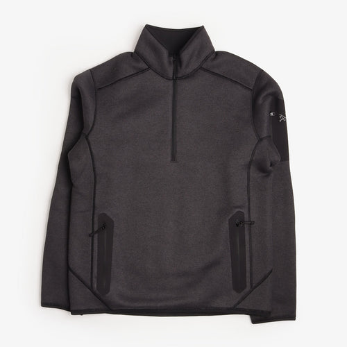 Arc'teryx Covert 1/2 Zip Fleece in Black Heather, front view
