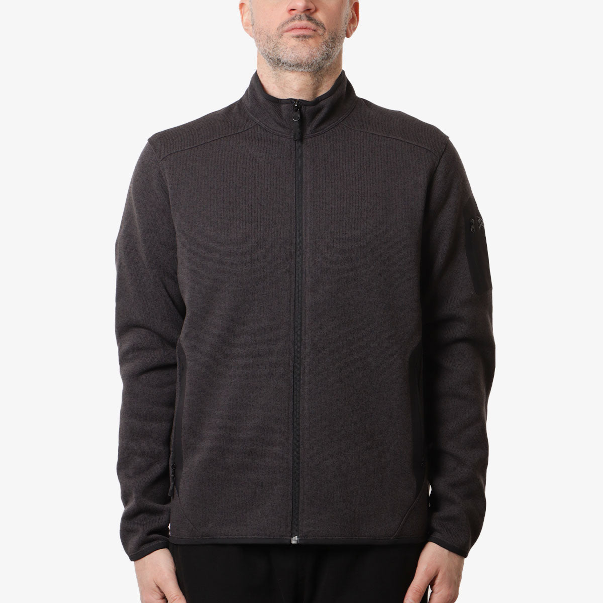 Arc'teryx Covert Cardigan, Black Heather II, Detail Shot 1