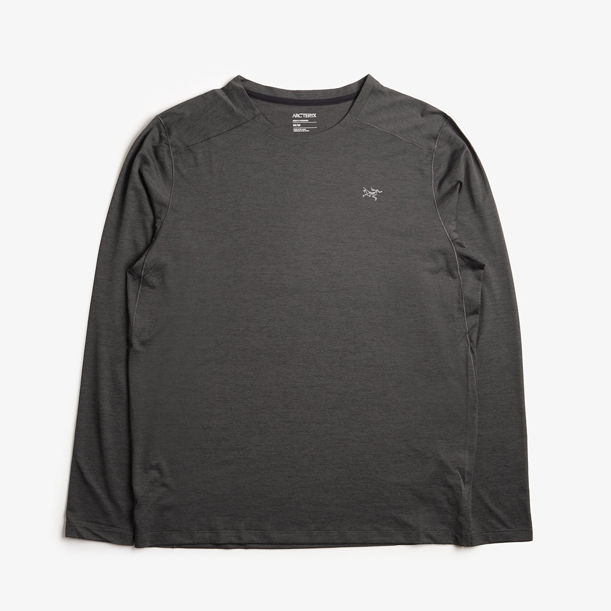 main Arc'teryx Cormac Crew Long Sleeve T-Shirt, Black Heather, Detail Shot 1