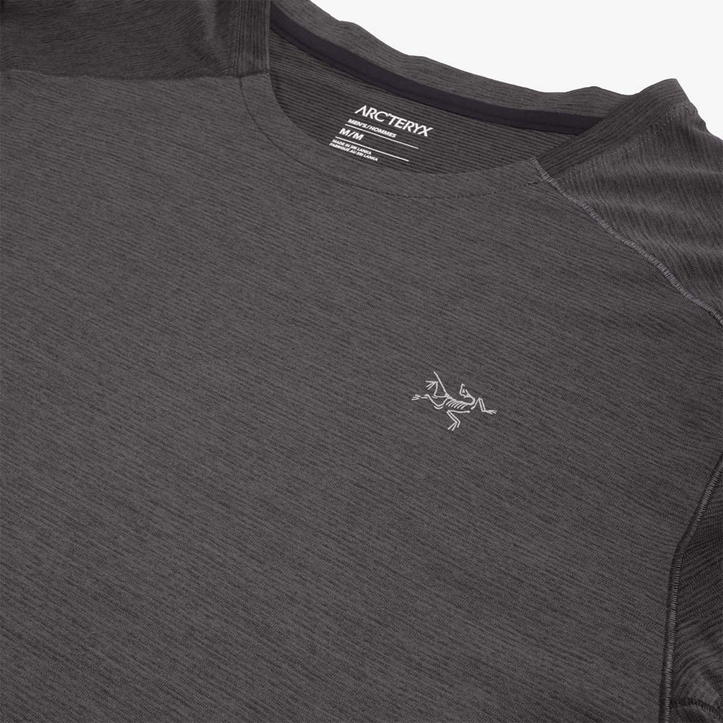 Arc'teryx Cormac Crew Long Sleeve T-Shirt, Black Heather, Detail Shot 2