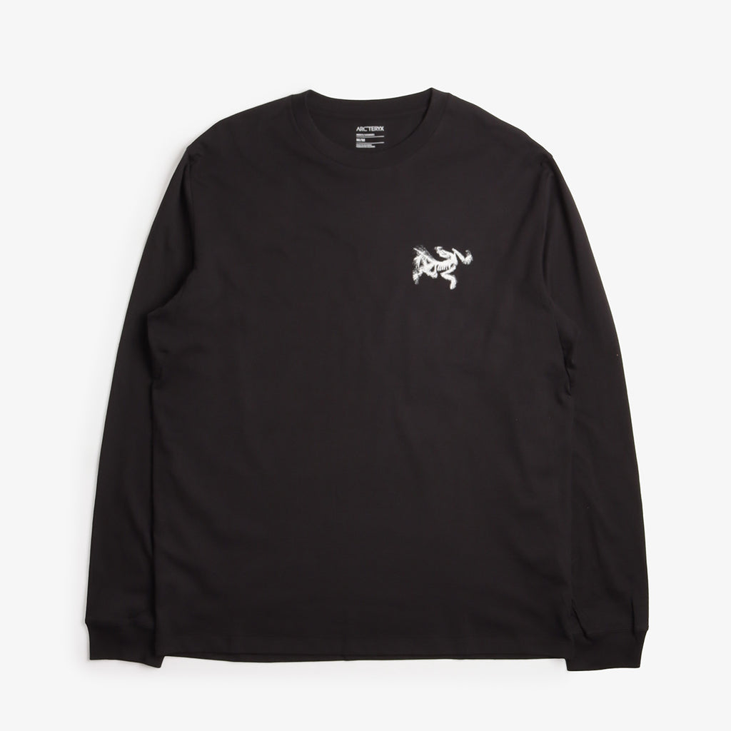 Arc'teryx Kragg SL Cotton Bird Tile Long Sleeve T-Shirt, Black Arctic Silk, Detail Shot 2