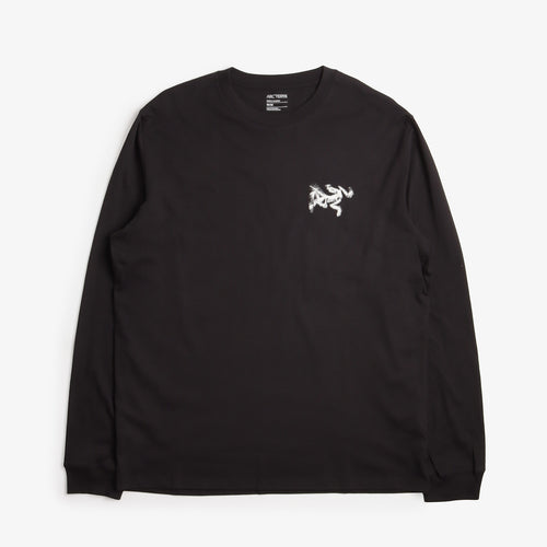 Arc'teryx Kragg SL Cotton Bird Tile Long Sleeve T-Shirt, Black Arctic Silk, Detail Shot 2