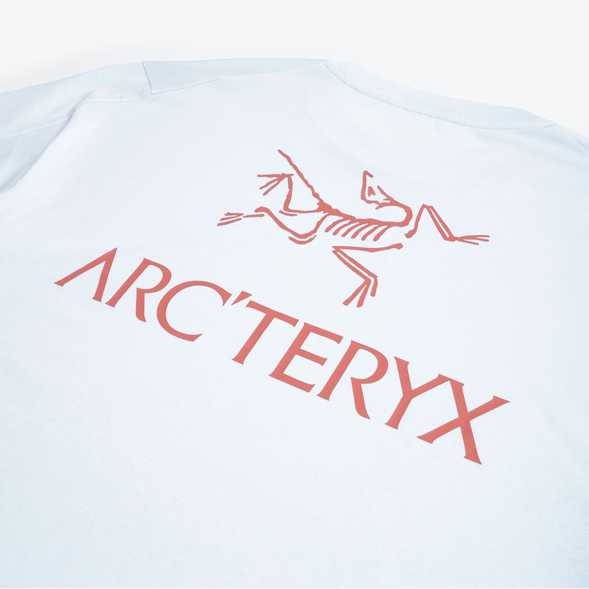 Arc'teryx Kragg SL Cotton Bird Word T-Shirt, Alpine Blue Stone Red, Detail Shot 4
