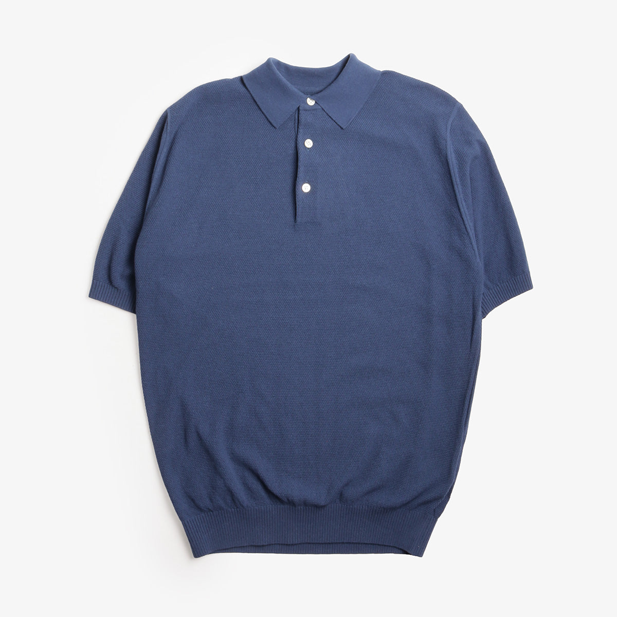 Beams Plus Pique Polo Shirt, Navy, Detail Shot 1