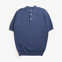 thumbnail Beams Plus Pique Polo Shirt, Navy, Detail Shot 1
