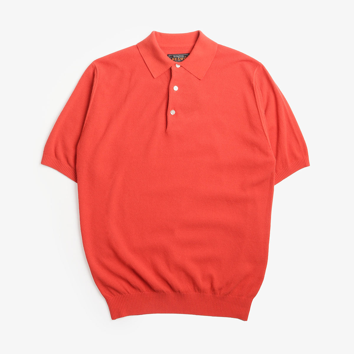 Beams Plus Pique Polo Shirt, Red, Detail Shot 1